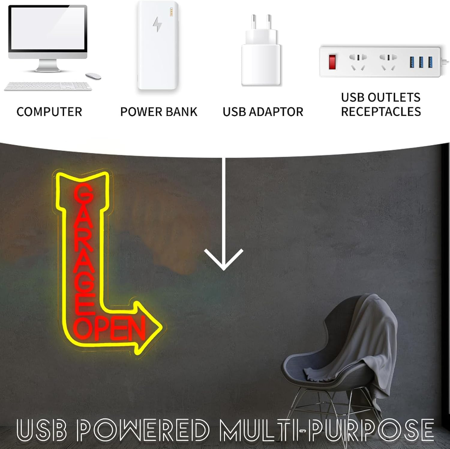  Garage Open Neon Sign USB Po - Auto Repair Shop Open recension och pris