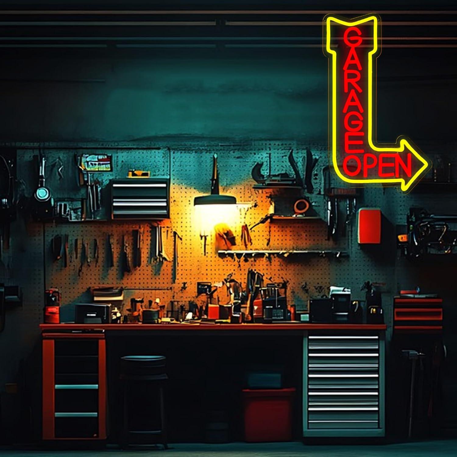 Garage Open Neon Sign USB Dimm - Auto Repair Shop Open recension och pris