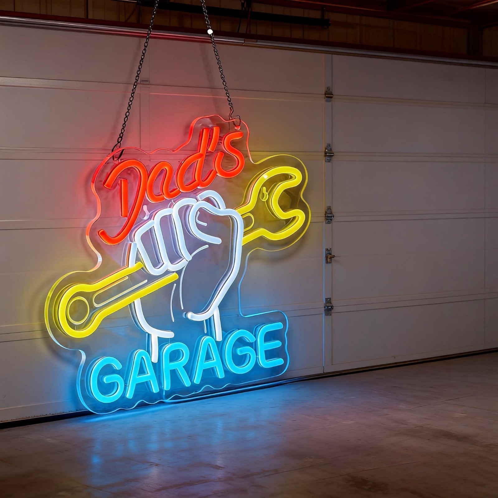 Dad's Garage Neon Sign LED Wal - Auto Repair Shop Open recension och pris